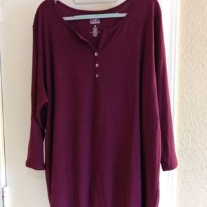 NWOT Berry-Colored 3/4 Sleeve Tee, Size 3X